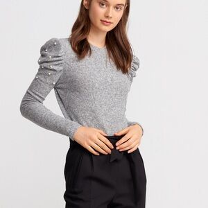 ZARA NWT Women's Gray Pearl Top